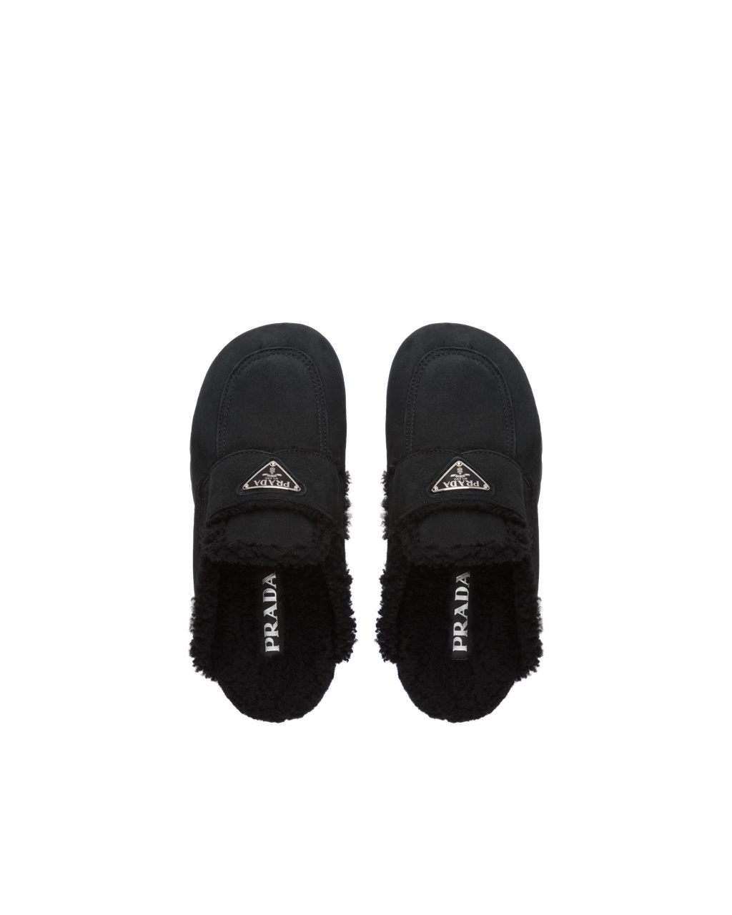 Prada Shearling Slippers Svarte | 572-IECNGZ