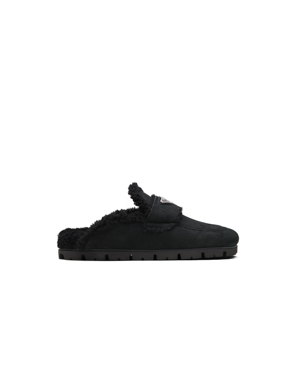 Prada Shearling Slippers Svarte | 572-IECNGZ