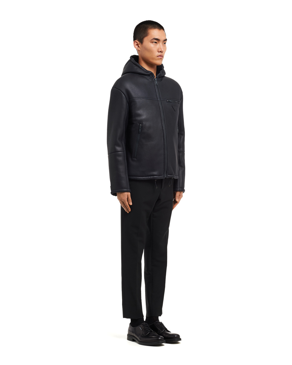 Prada Sheepskin Blouson Jacket Marineblå | 158-NPMYGL