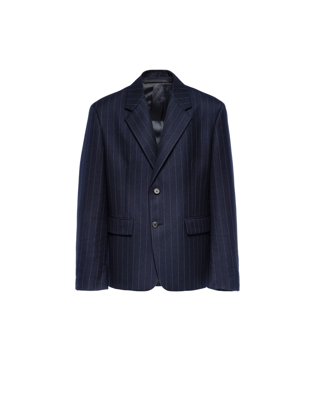 Prada Single-breasted Pinstriped Wool Jacket Marineblå | 971-ZLURSH