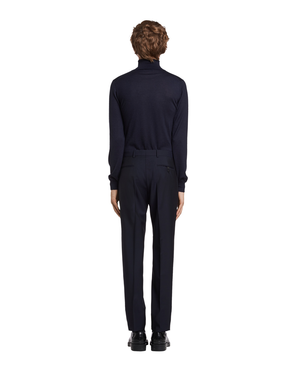 Prada Slim-fit Wool Trousers Marineblå | MEUTQZ685