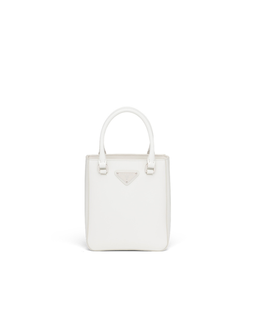 Prada Small Brushed Lær Tote Hvite | SHNFUO192