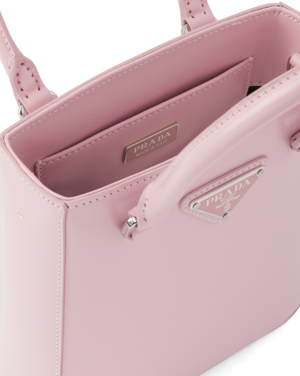 Prada Small Brushed Lær Tote Rosa | VBMPNF723