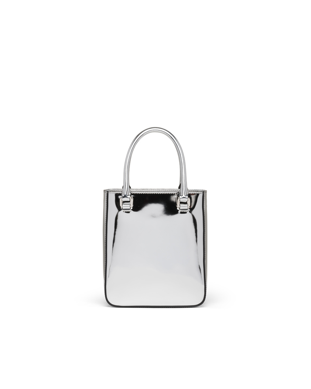 Prada Small Brushed Lær Tote Sølv | REXZCY325