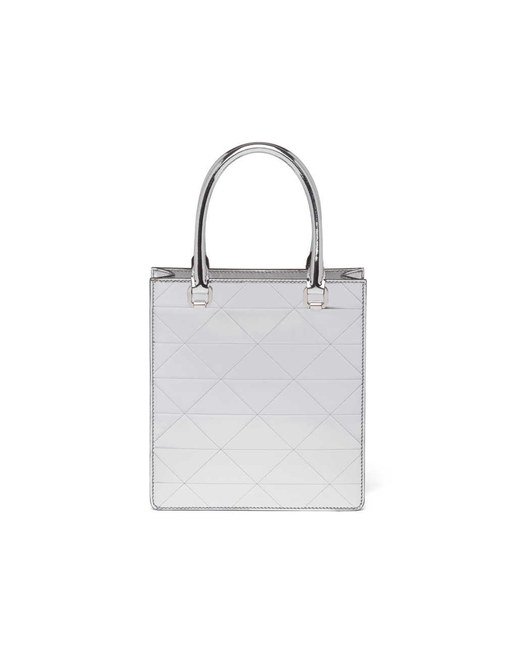 Prada Small Metallic Lær Tote Bag Sølv | YIWHEO367