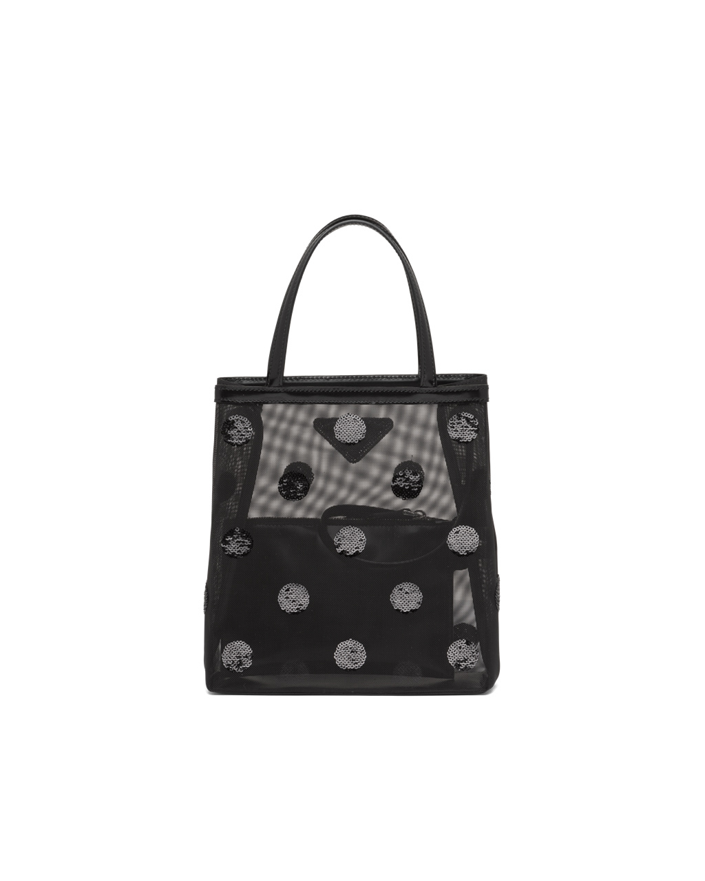 Prada Small Polka-dot Mesh Tote Bag Svarte | HTASKD537