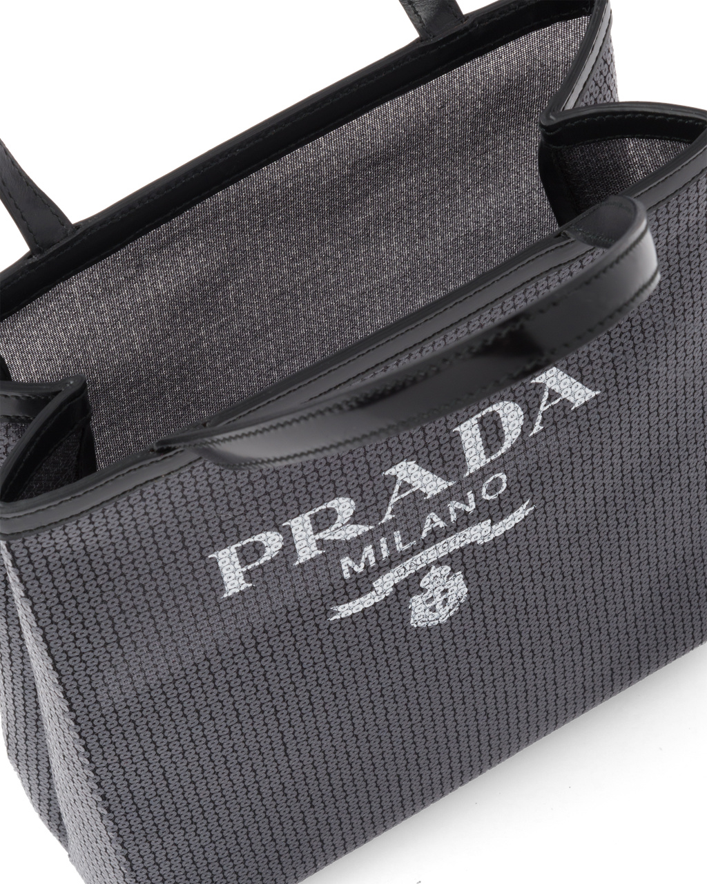 Prada Small Sequined Mesh Tote Bag Svarte | WMPKGV981