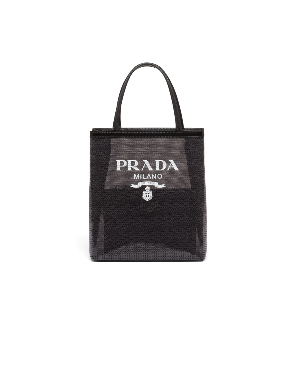 Prada Small Sequined Mesh Tote Bag Svarte | WMPKGV981