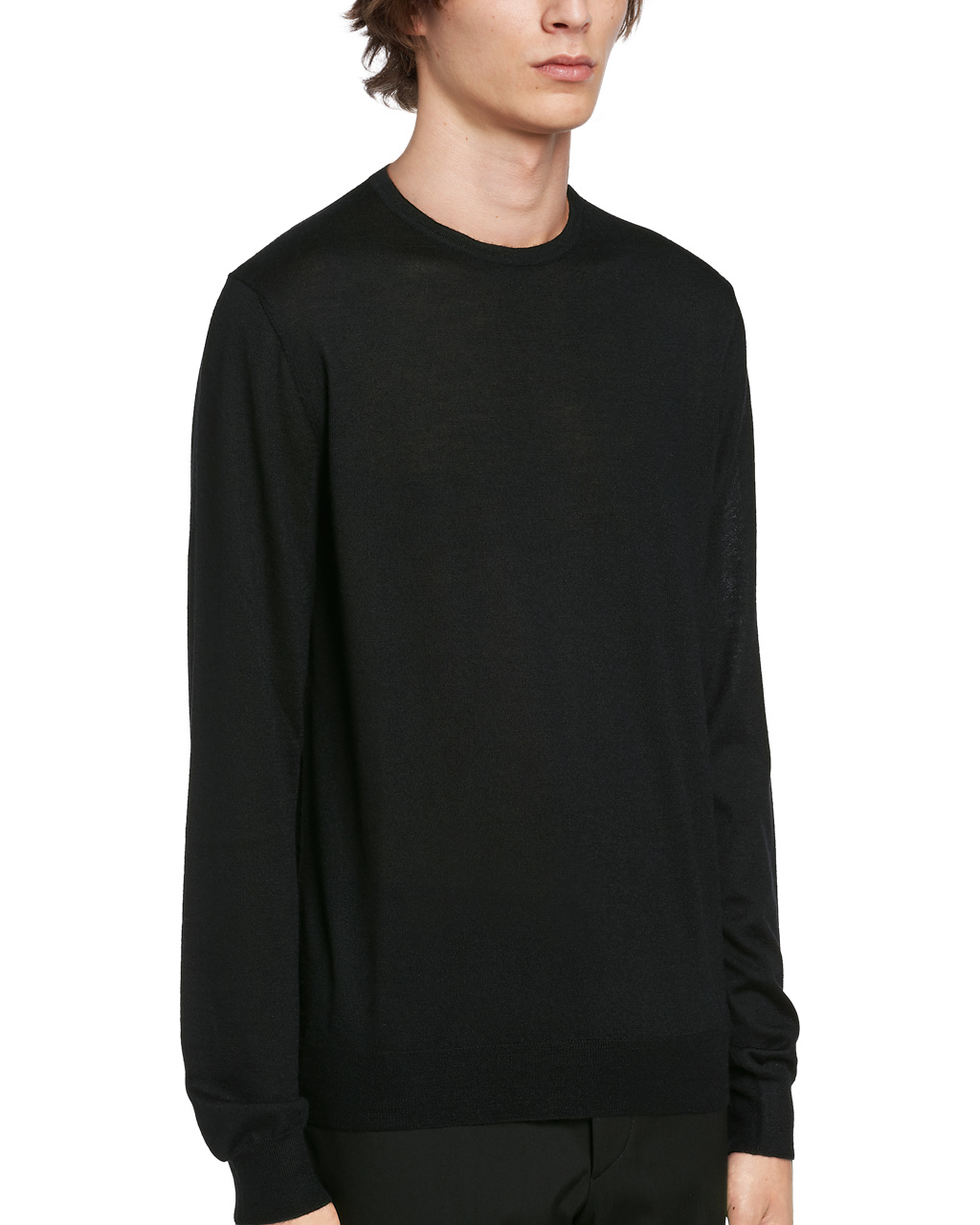 Prada Soft Cashmere Crew-neck Genser Svarte | WOTFMN716