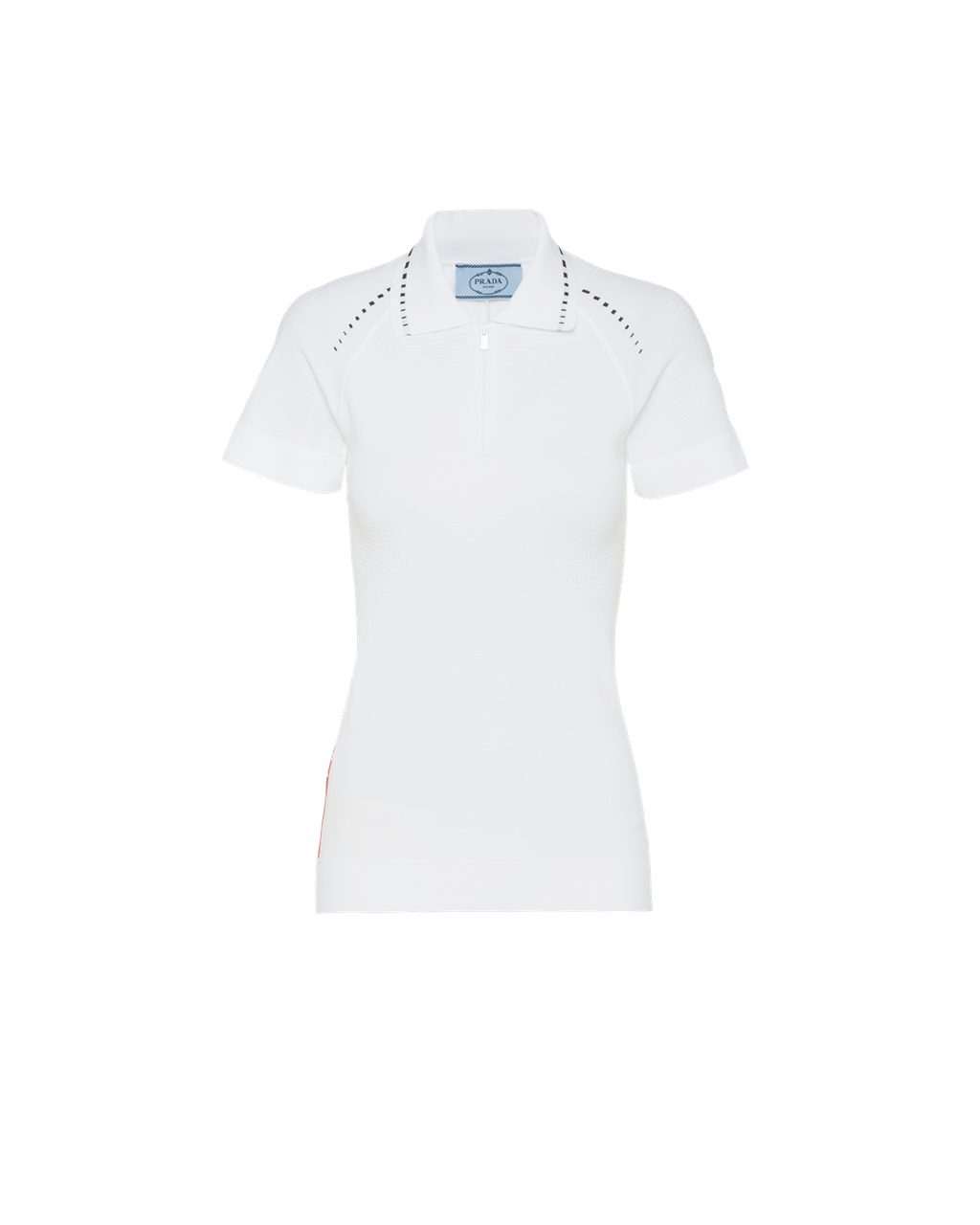 Prada Soft Rec Polyester Polo Shirt Hvite Svarte | 562-ESMDOH