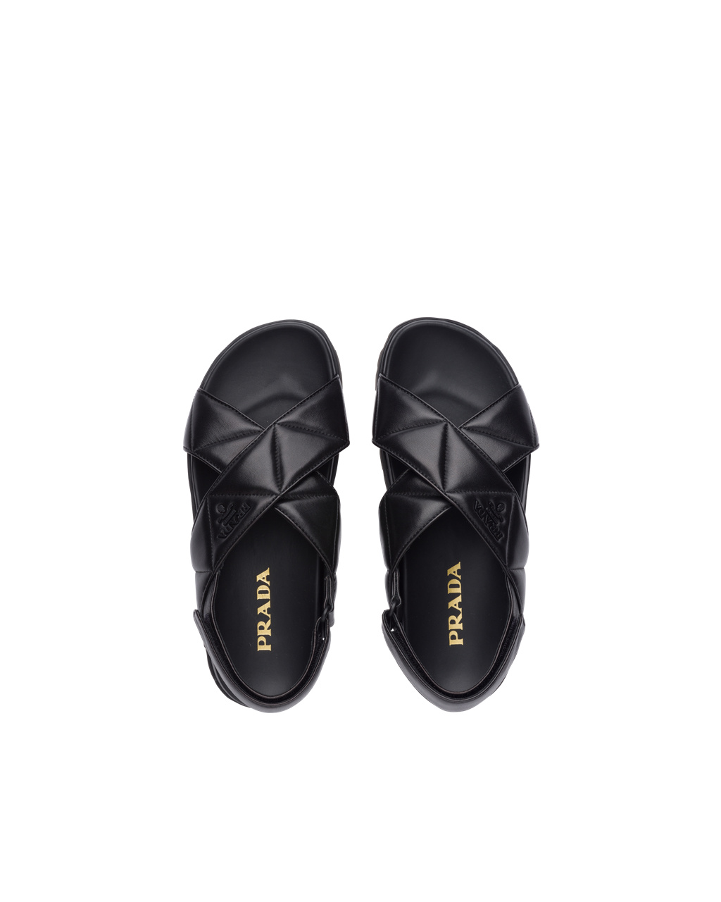 Prada Sports Quilted Nappa Lær Sandals Svarte | 952-IJCVLU