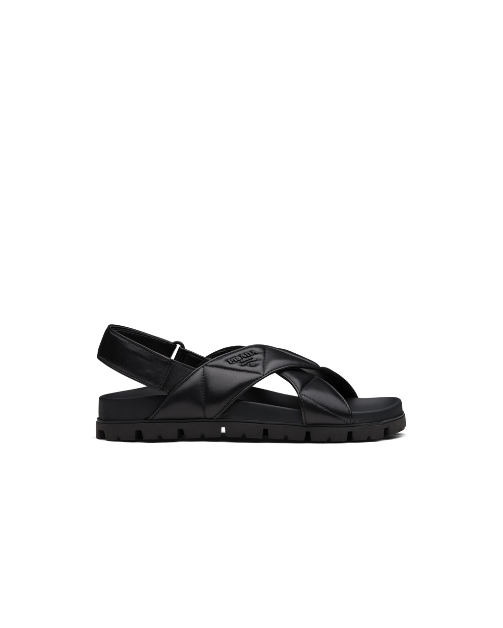 Prada Sports Quilted Nappa Lær Sandals Svarte | 952-IJCVLU