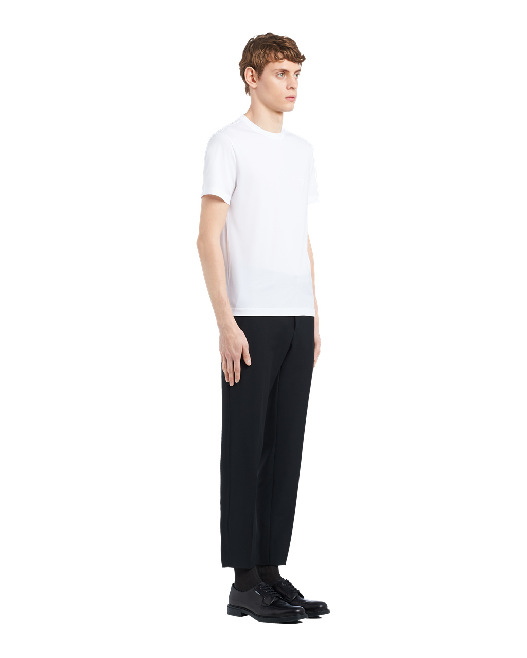 Prada Stretch Bomull T-shirt Hvite | CUGMWE795