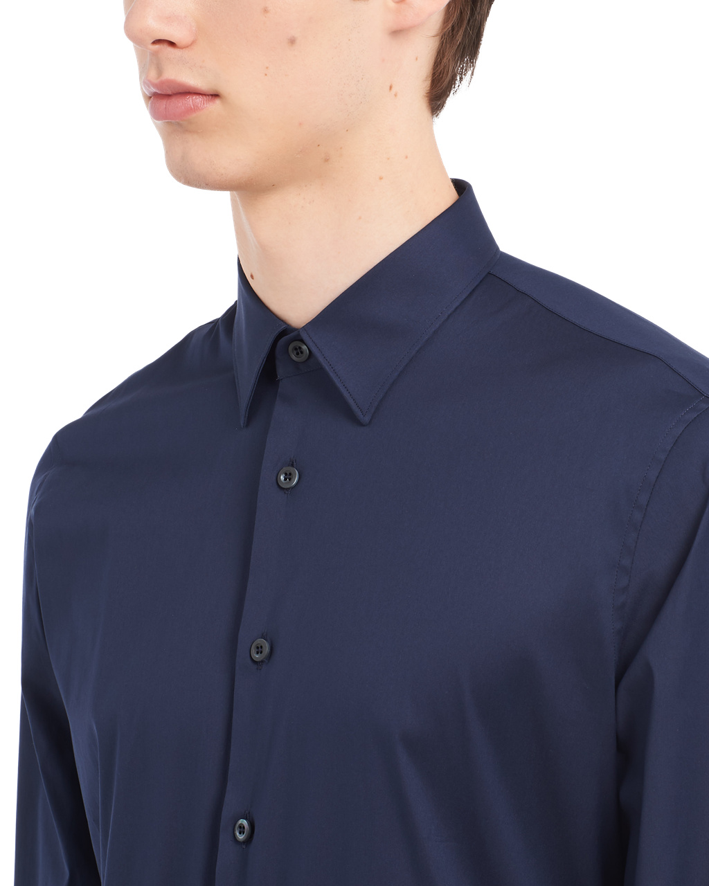 Prada Stretch Poplin Shirt Blå | 840-LQIOKD