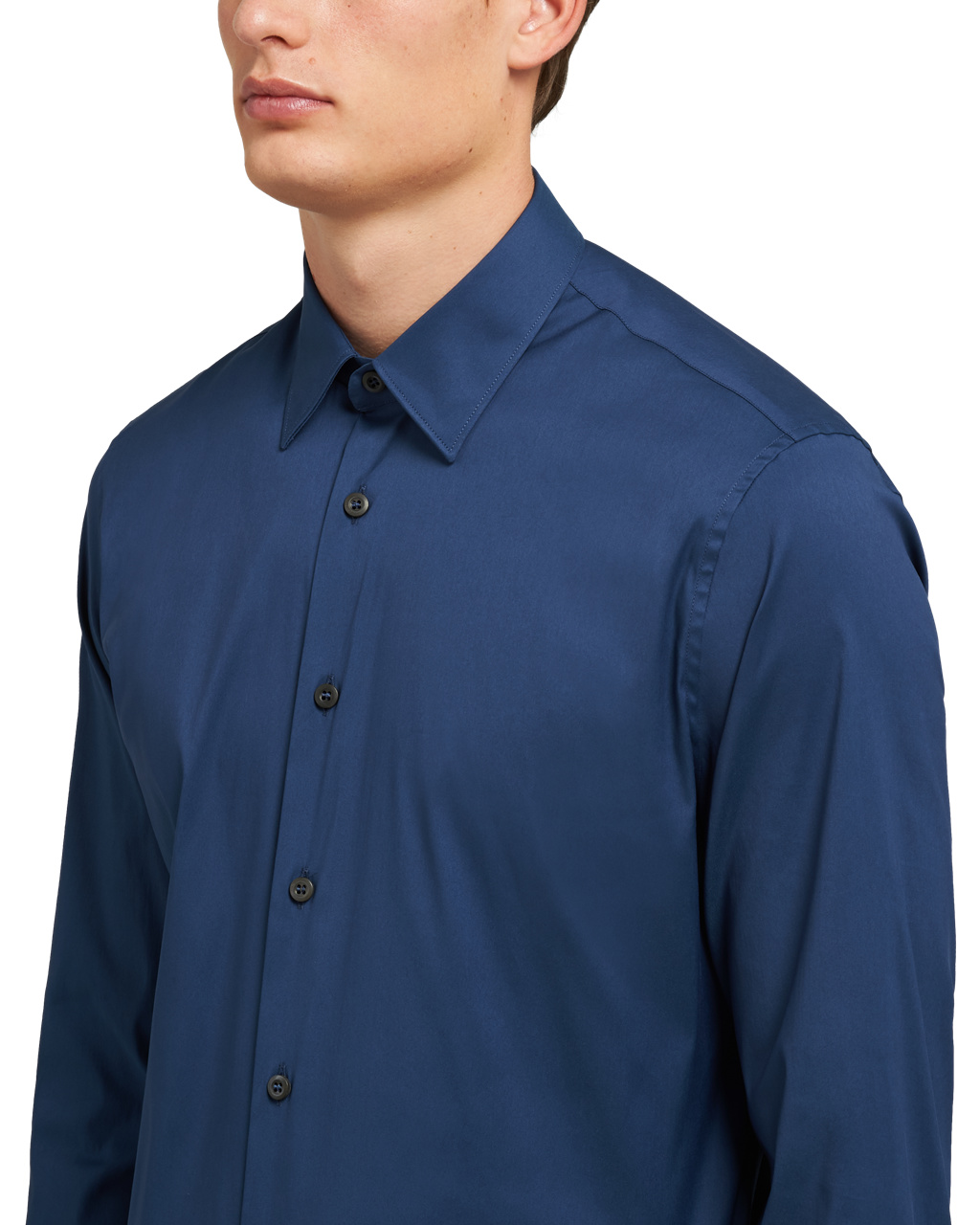 Prada Stretch Poplin Shirt Blå | 976-AOMSXD