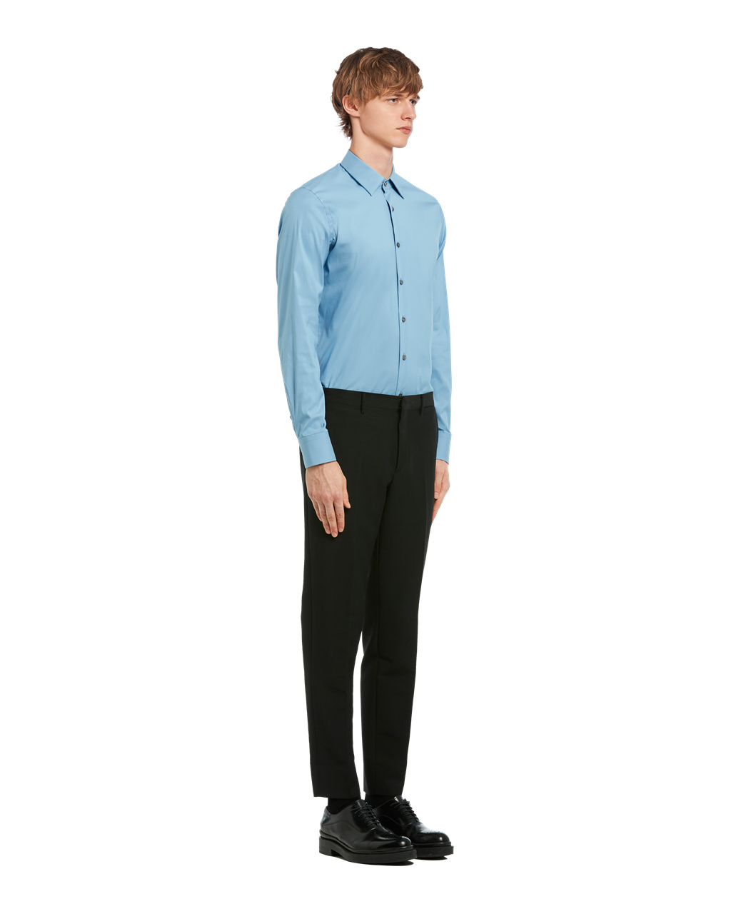 Prada Stretch Poplin Shirt Celeste | 032-ALGOVQ