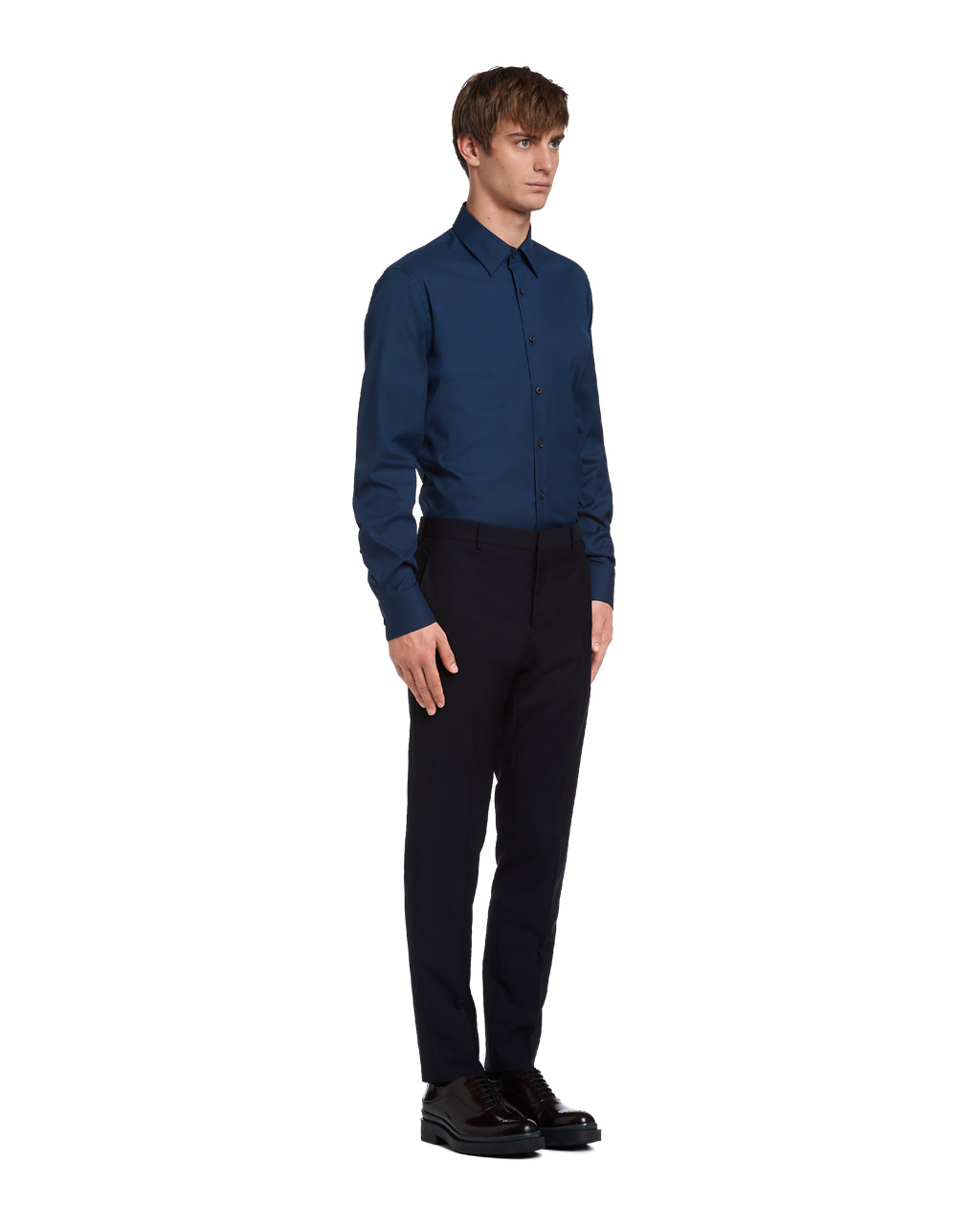 Prada Stretch Poplin Shirt Denim | 108-WGYOLF