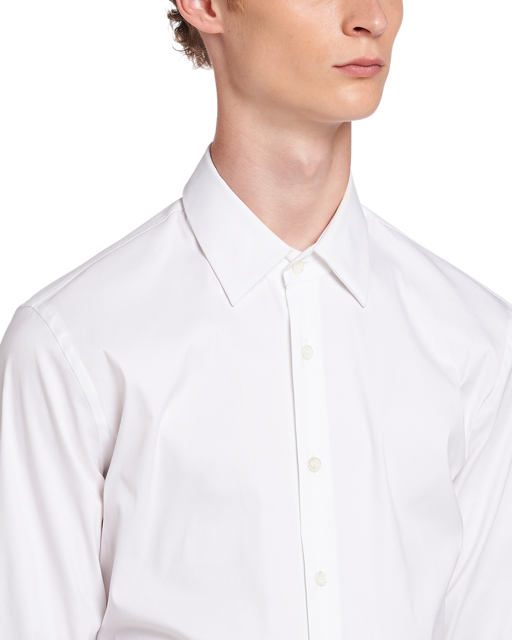 Prada Stretch Poplin Shirt Hvite | 386-XLDSQY