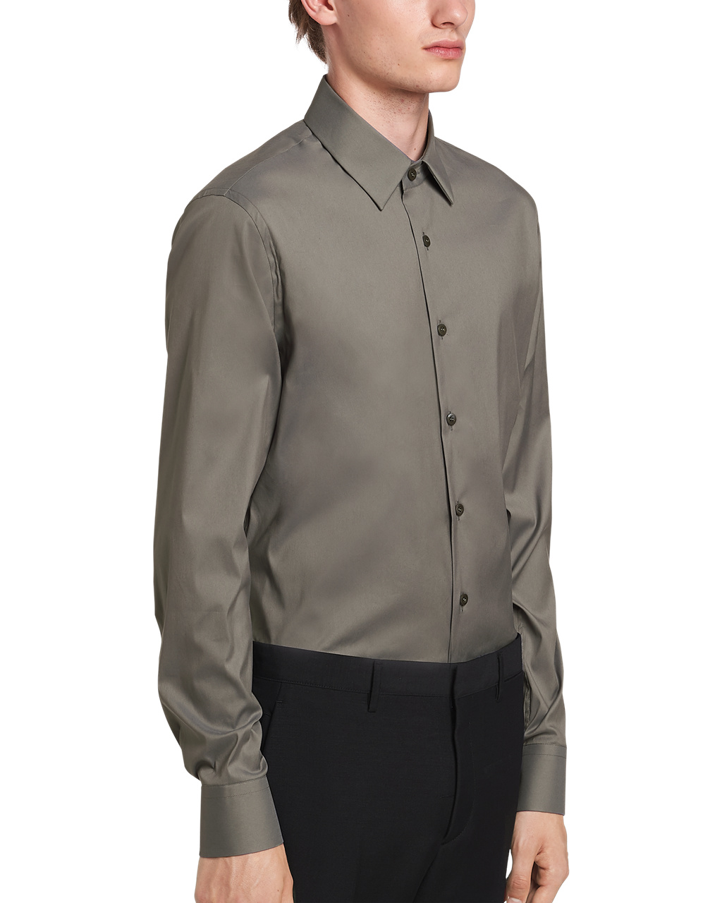 Prada Stretch Poplin Shirt Iron Gray | 812-PLDGFJ