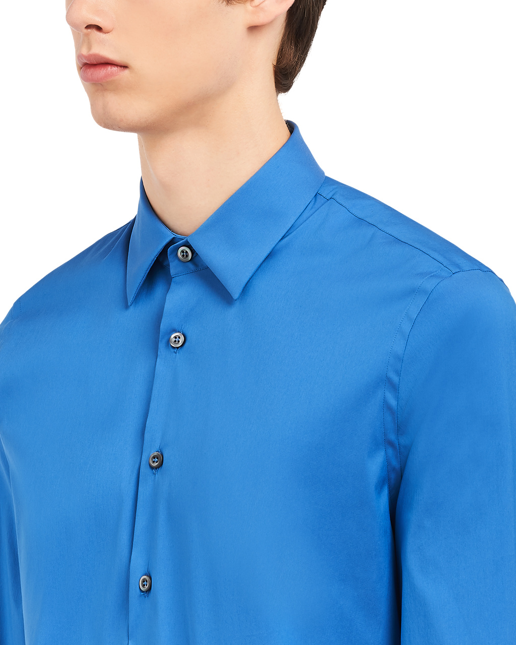 Prada Stretch Poplin Shirt Lyse Blå | 947-MAQDBF