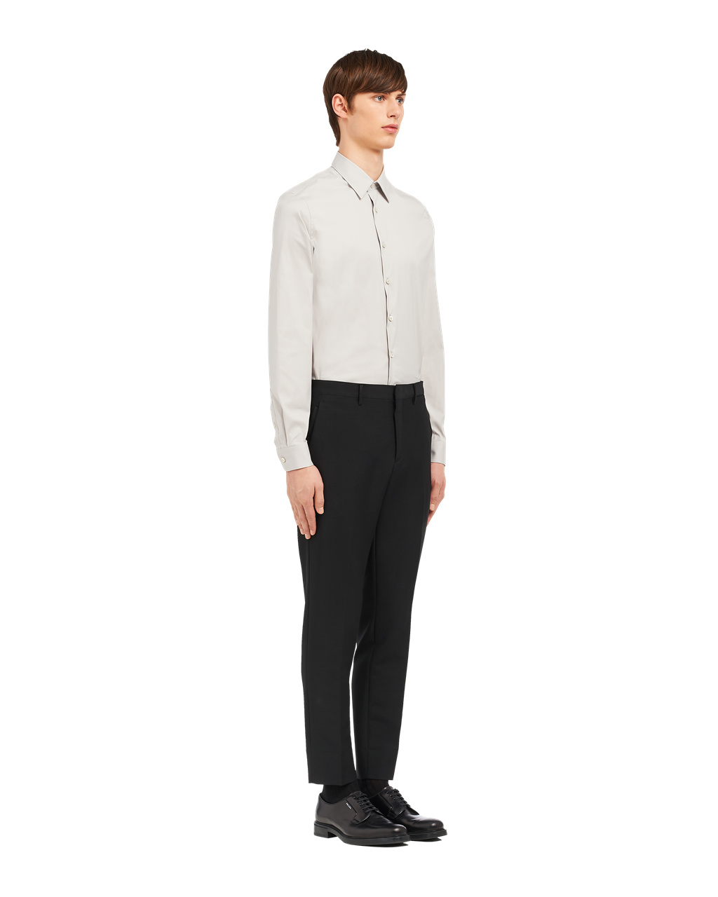 Prada Stretch Poplin Shirt Pearl Gray | 196-WOFMCH