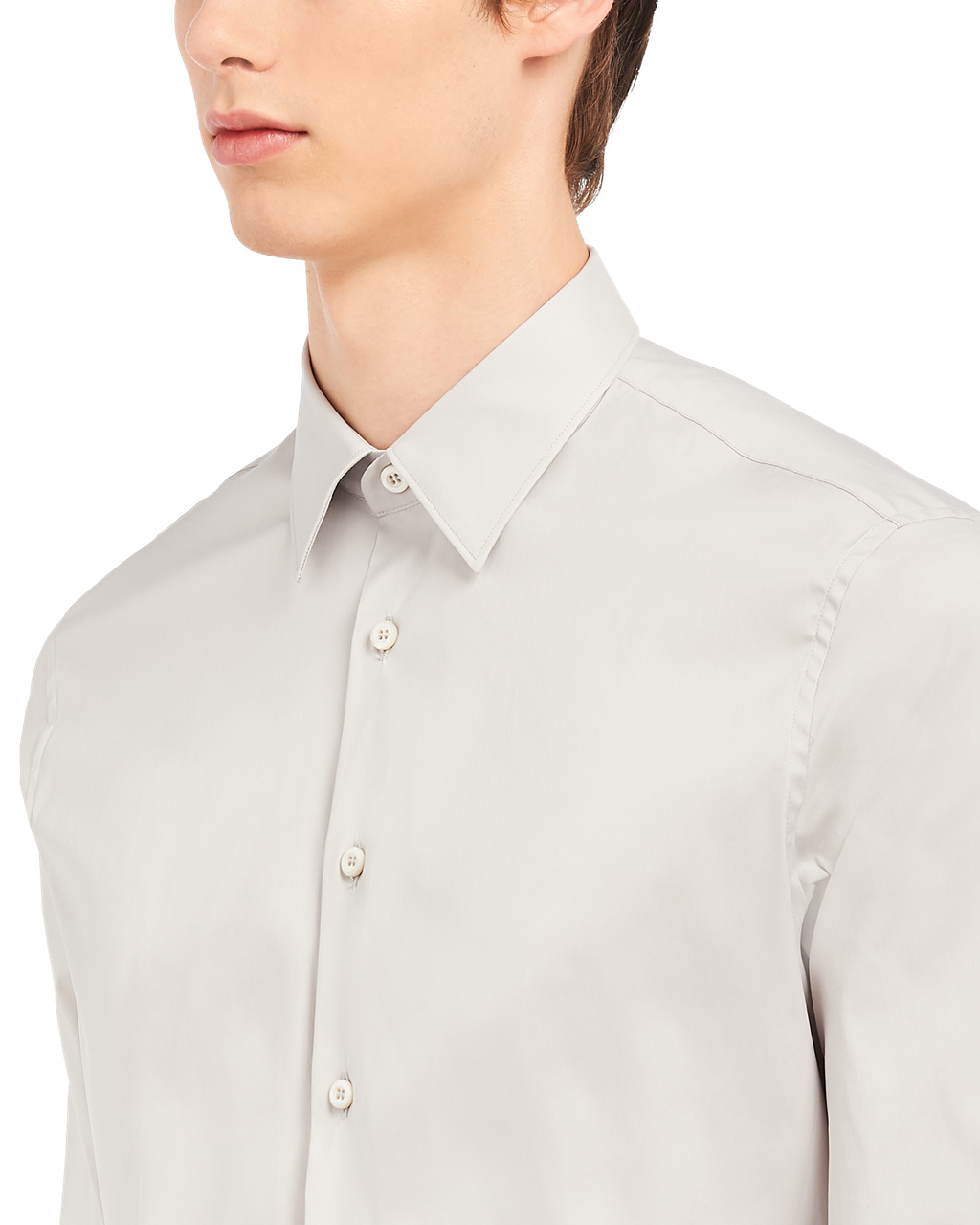 Prada Stretch Poplin Shirt Pearl Gray | 196-WOFMCH