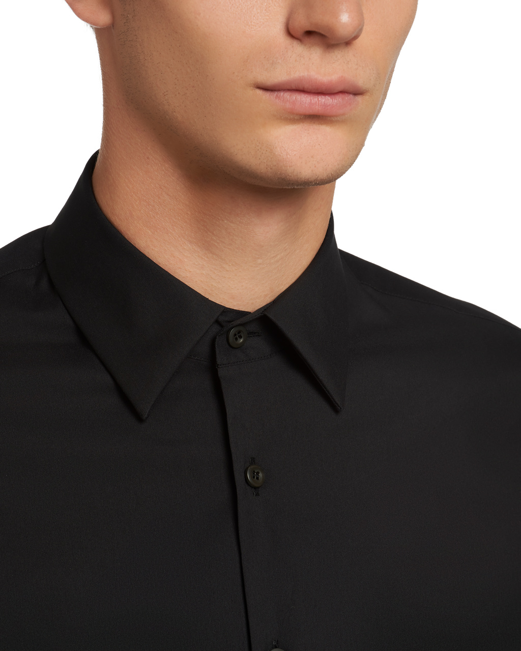 Prada Stretch Poplin Shirt Svarte | 698-OJSAKN