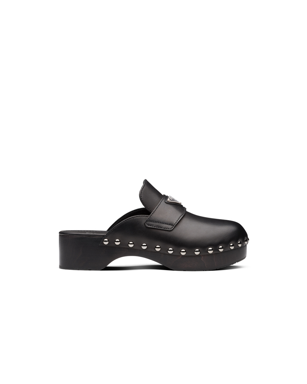 Prada Studded Lær Clogs Svarte | 475-RAKPEX