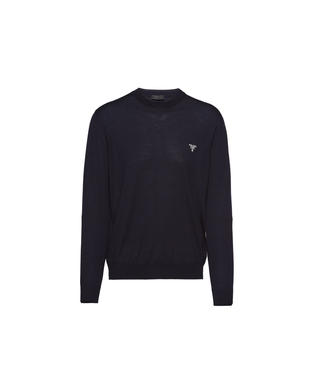 Prada Superfine Wool Crew-neck Genser Marineblå | JROBEV309