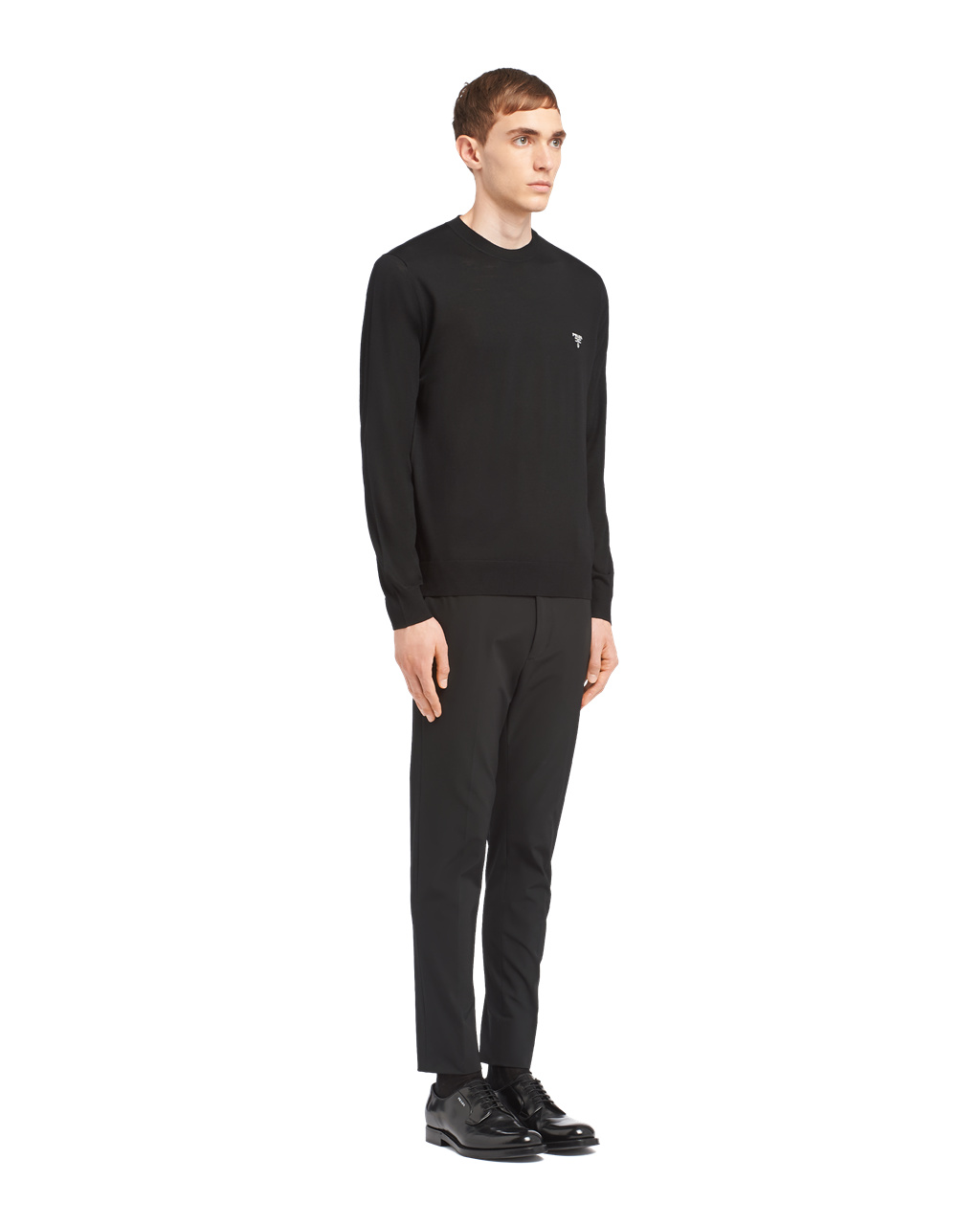 Prada Superfine Wool Crew-neck Genser Svarte | HFIQSA461