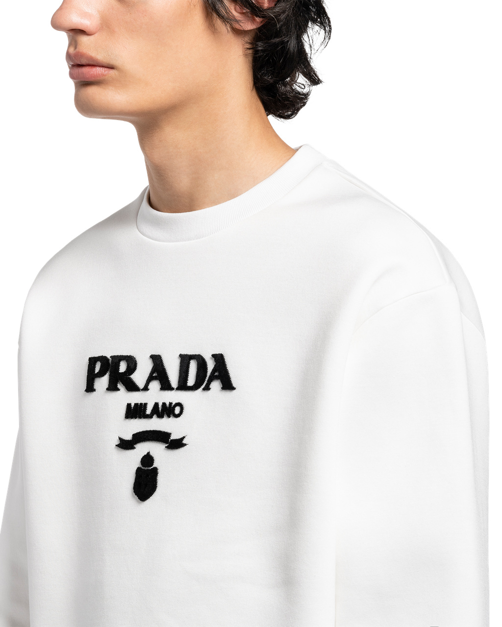 Prada Technical Bomull Sweatshirt Hvite | AKCNQX036