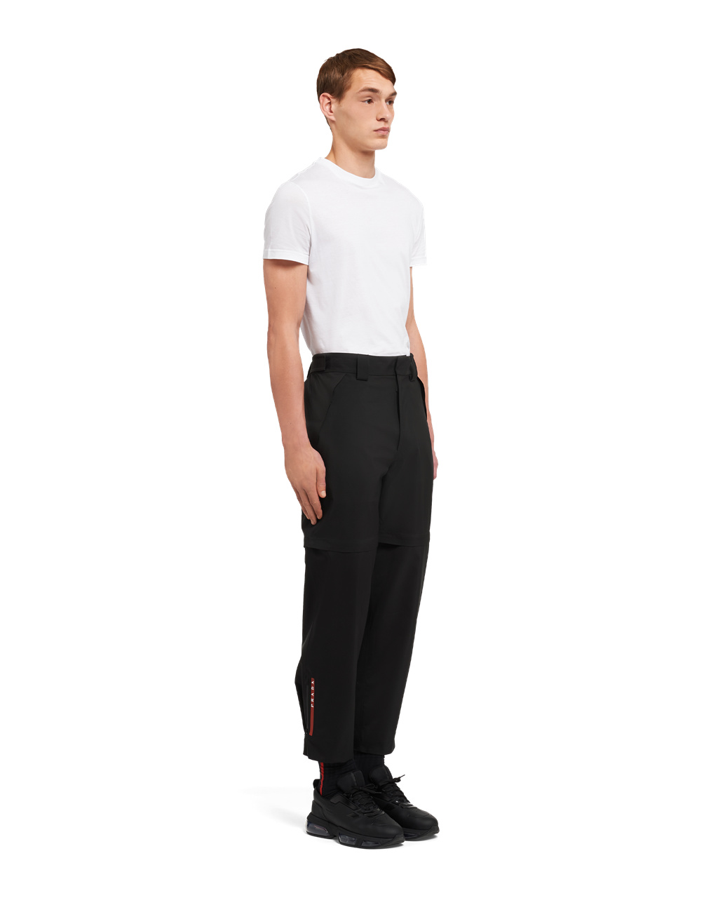 Prada Technical Fabric Brede-leg Pants Svarte | 205-SUOXLM