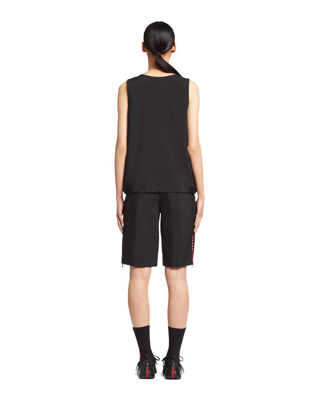 Prada Technical Fabric Top With Large Pocket Svarte | 260-XAHWLY