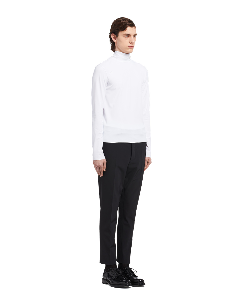 Prada Technical Jersey Mock Turtleneck Hvite | UXBSZK398