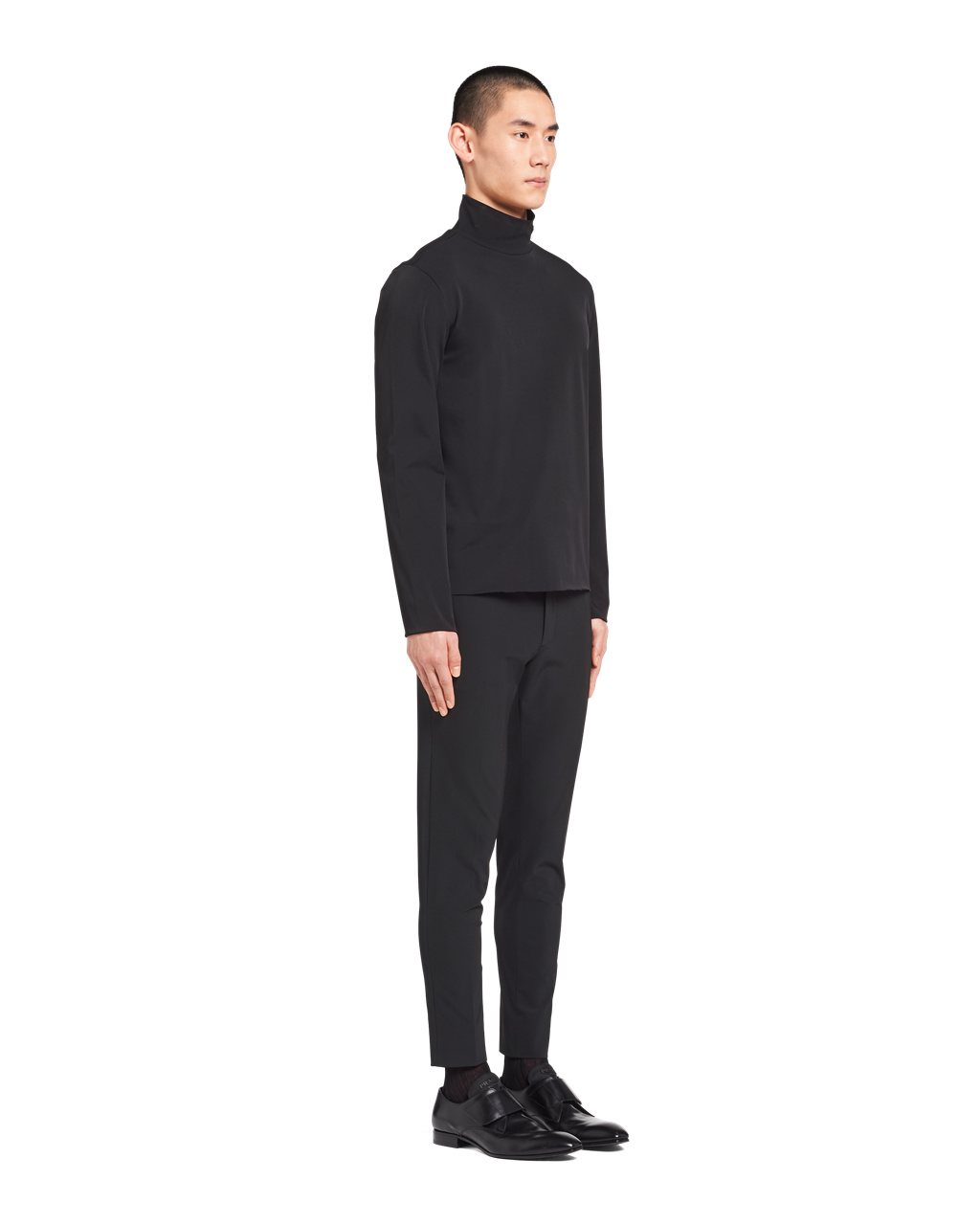 Prada Technical Jersey Mock Turtleneck Svarte | EDLVYT035