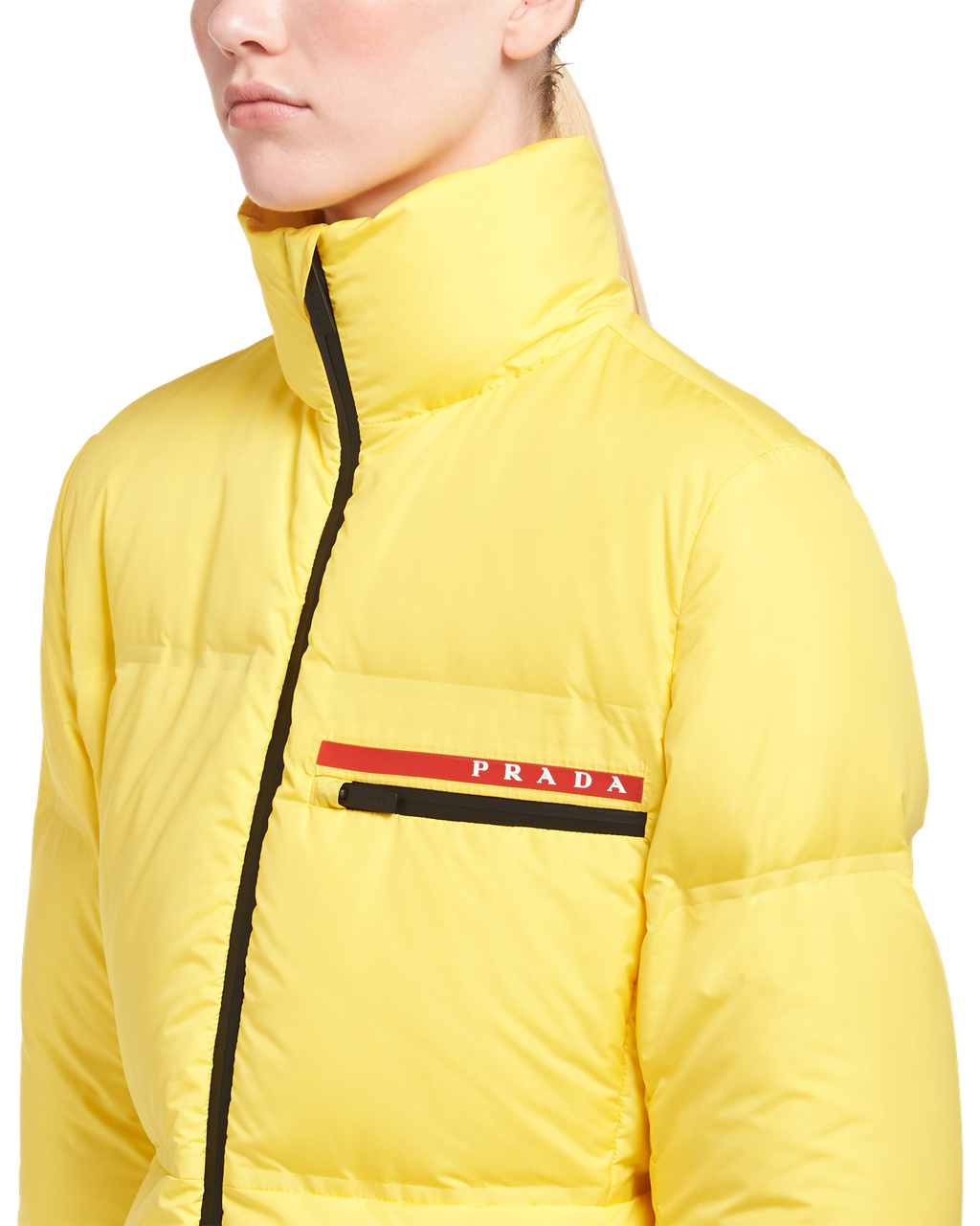 Prada Technical Nylon Puffer Jacket Gul | 073-UKGPYH