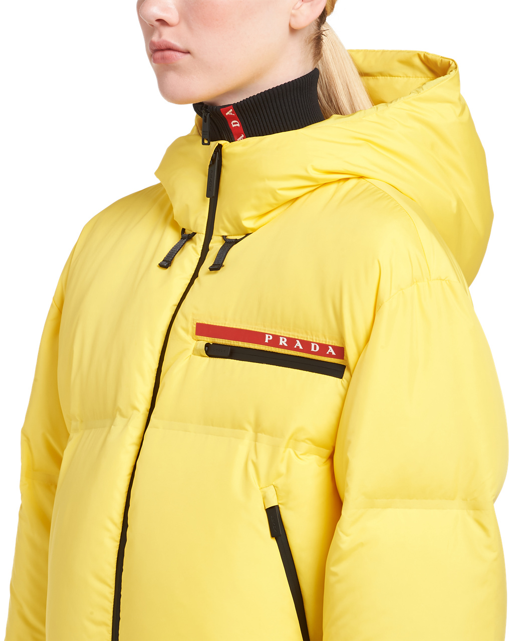 Prada Technical Nylon Puffer Jacket Gul | 680-KUJQWC