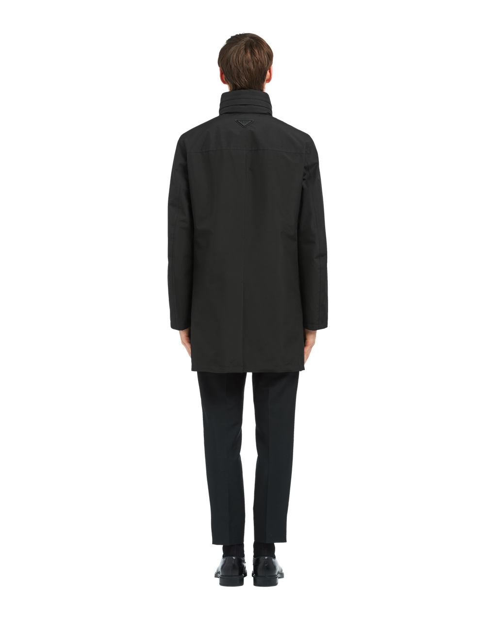 Prada Technical Poplin Raincoat Svarte | 072-OXAGVM