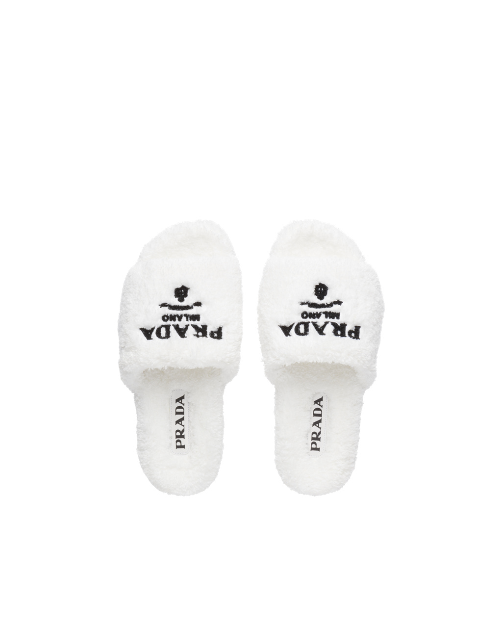 Prada Terry Cloth Slides Hvite Svarte | 260-FJIAMS