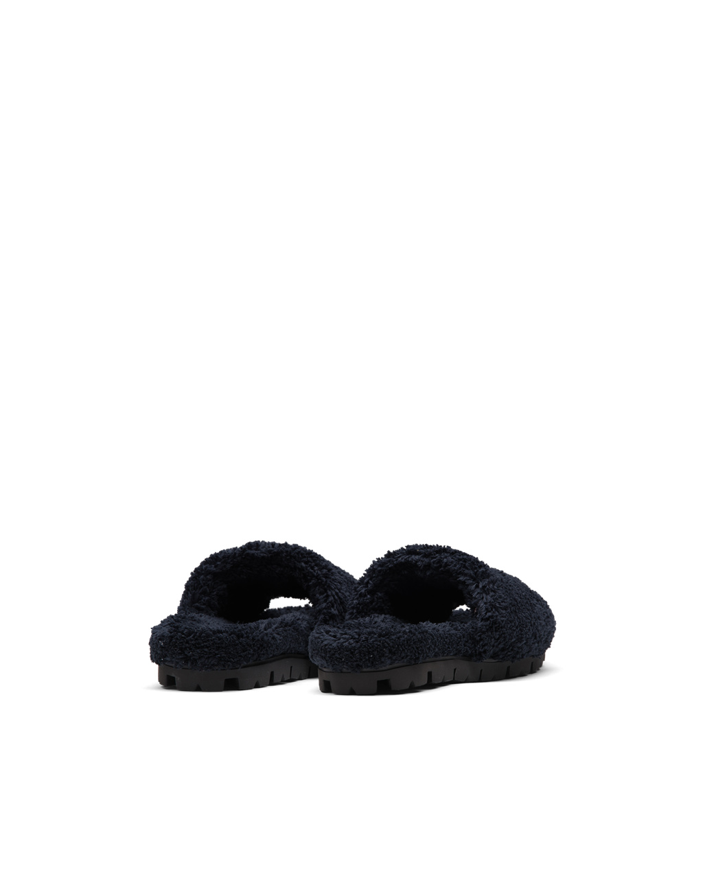 Prada Terry Cloth Slides Svarte Hvite | 934-RXEKNM