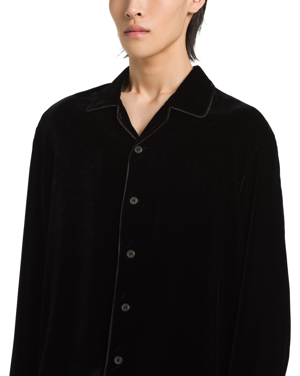 Prada Velvet Shirt Svarte | 305-DIFKQU