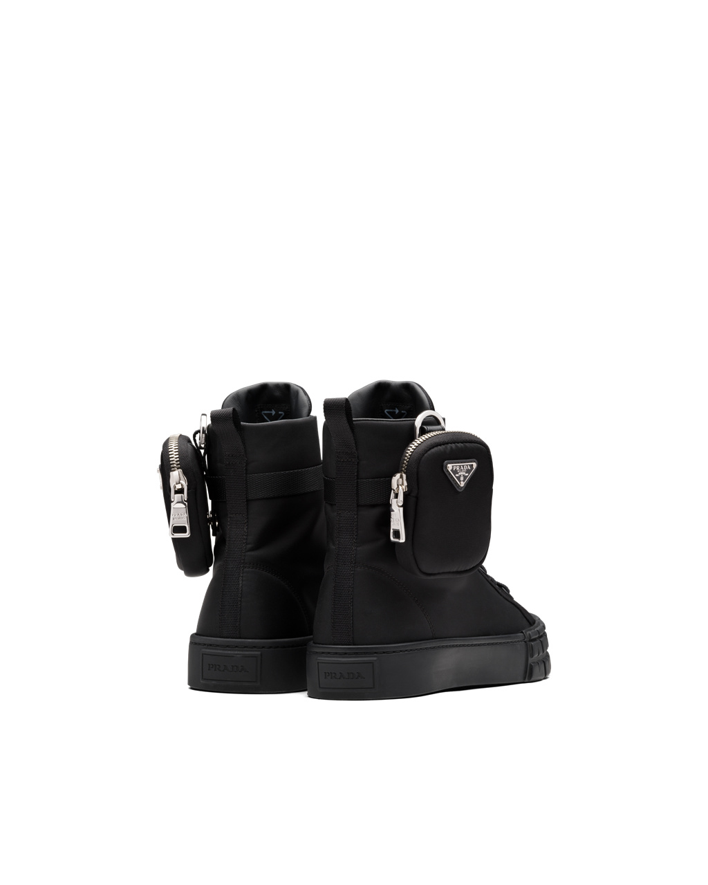 Prada Wheel Re-nylon Gabardine High-top Sneakers Svarte | IOSQCP579