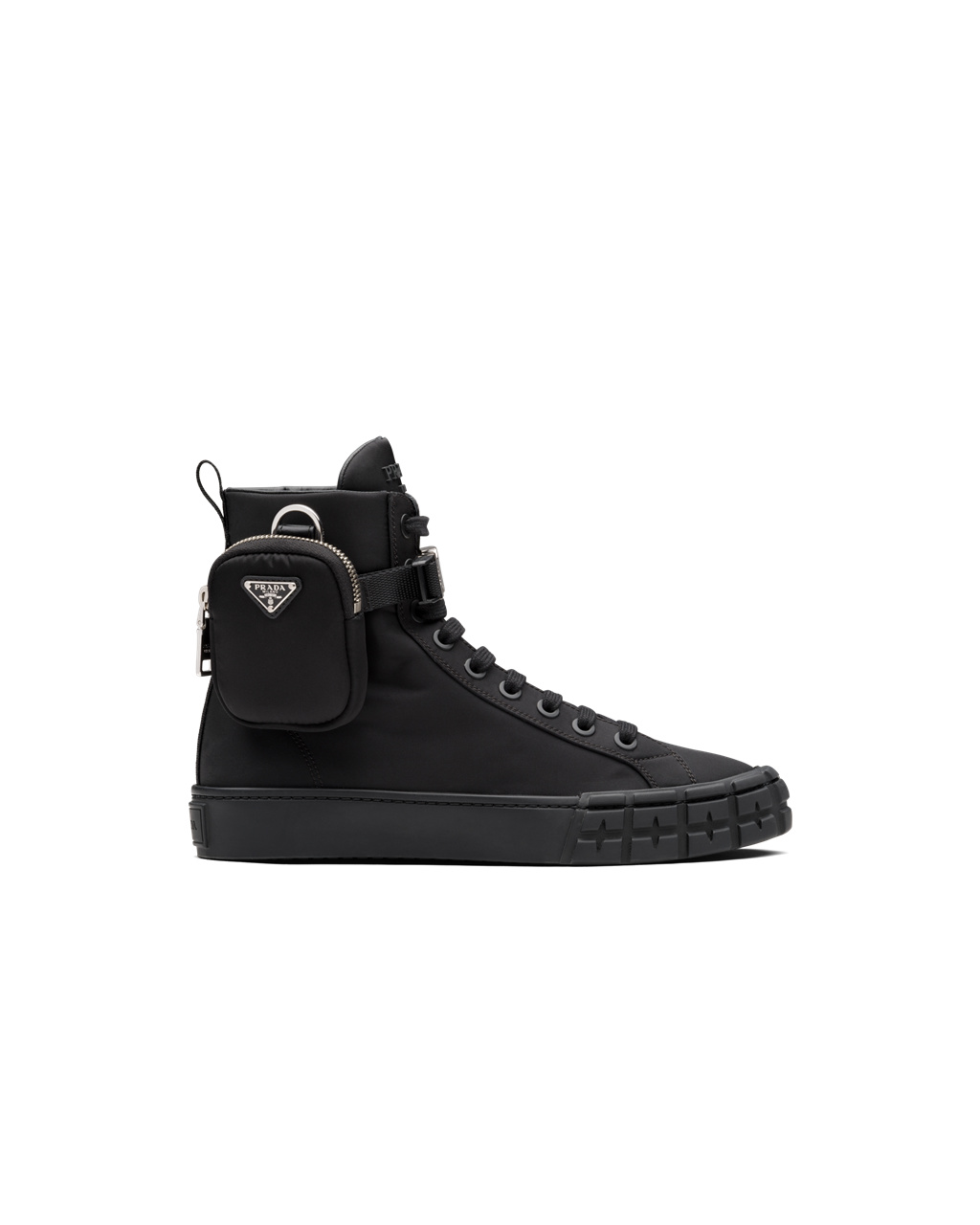 Prada Wheel Re-nylon Gabardine High-top Sneakers Svarte | IOSQCP579