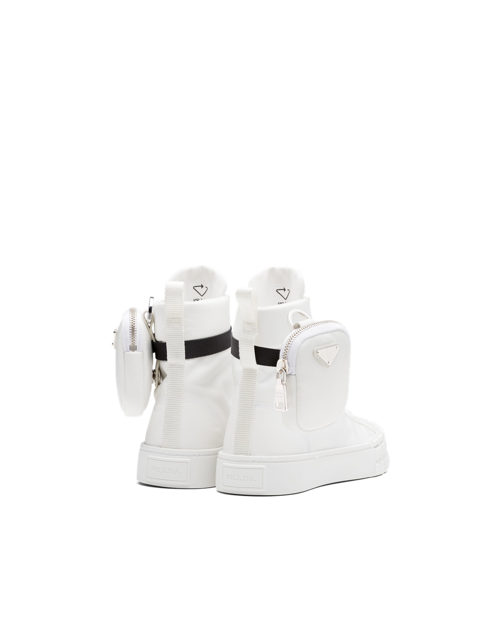 Prada Wheel Re-nylon Gabardine High-top Sneakers Hvite | PTKWQV072