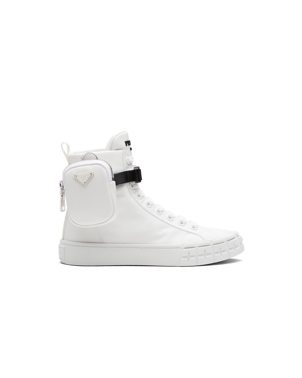 Prada Wheel Re-nylon Gabardine High-top Sneakers Hvite | PTKWQV072