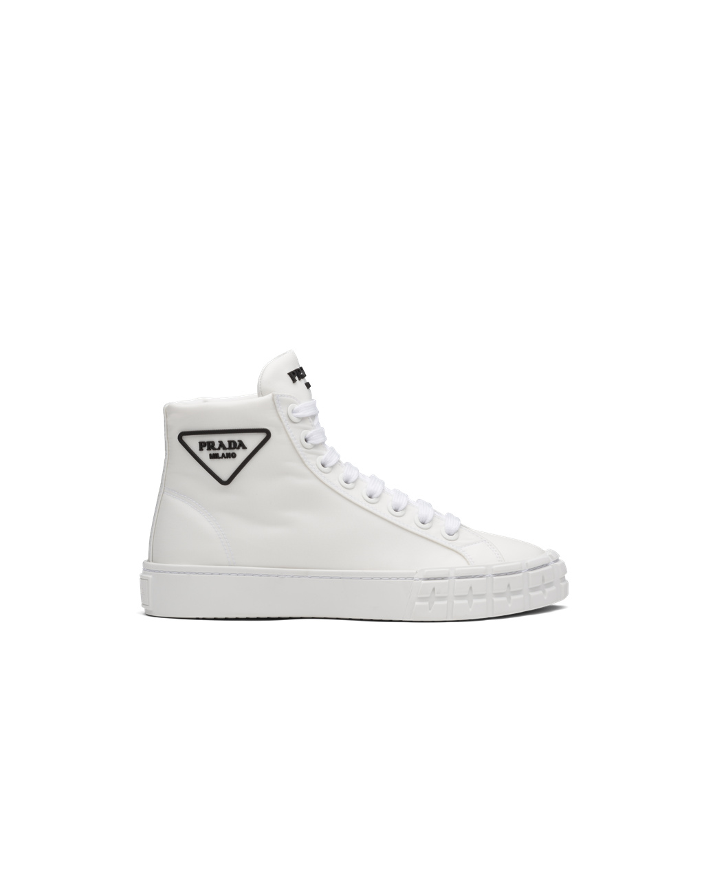 Prada Wheel Re-nylon Gabardine Sneakers Hvite | UKETJI297