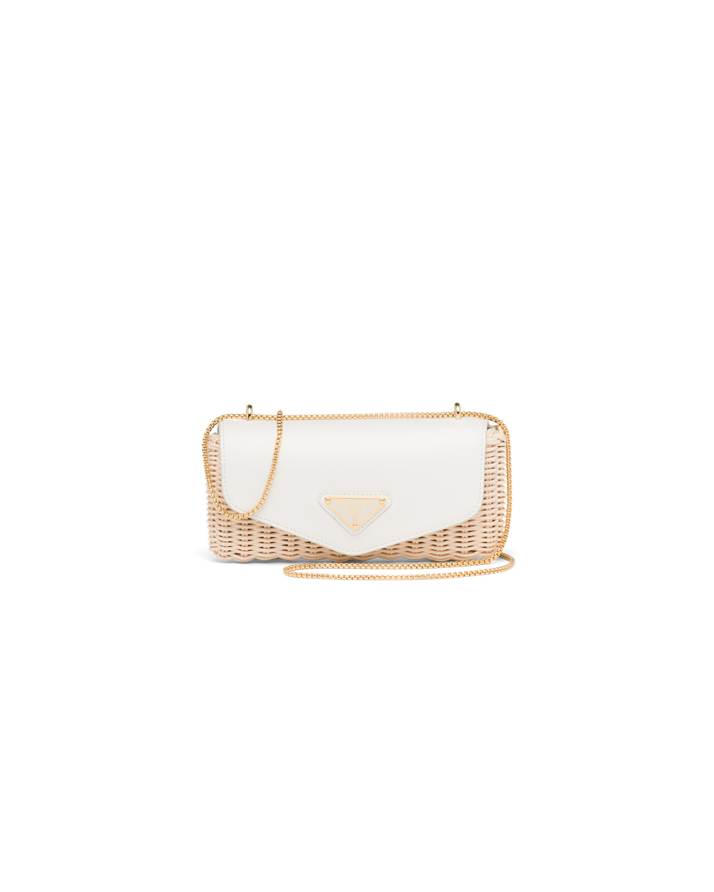 Prada Wicker And Lær Mini-pouch Hvite | 105-KEMAHL