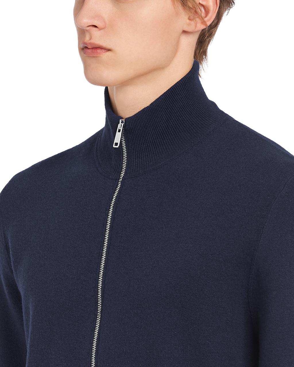 Prada Wool And Cashmere Cardigan Marineblå | RDXIWH406