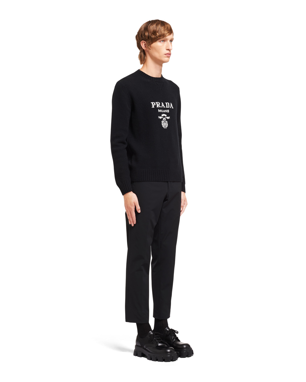 Prada Wool And Cashmere Crew-neck Genser Svarte | JICPUW037