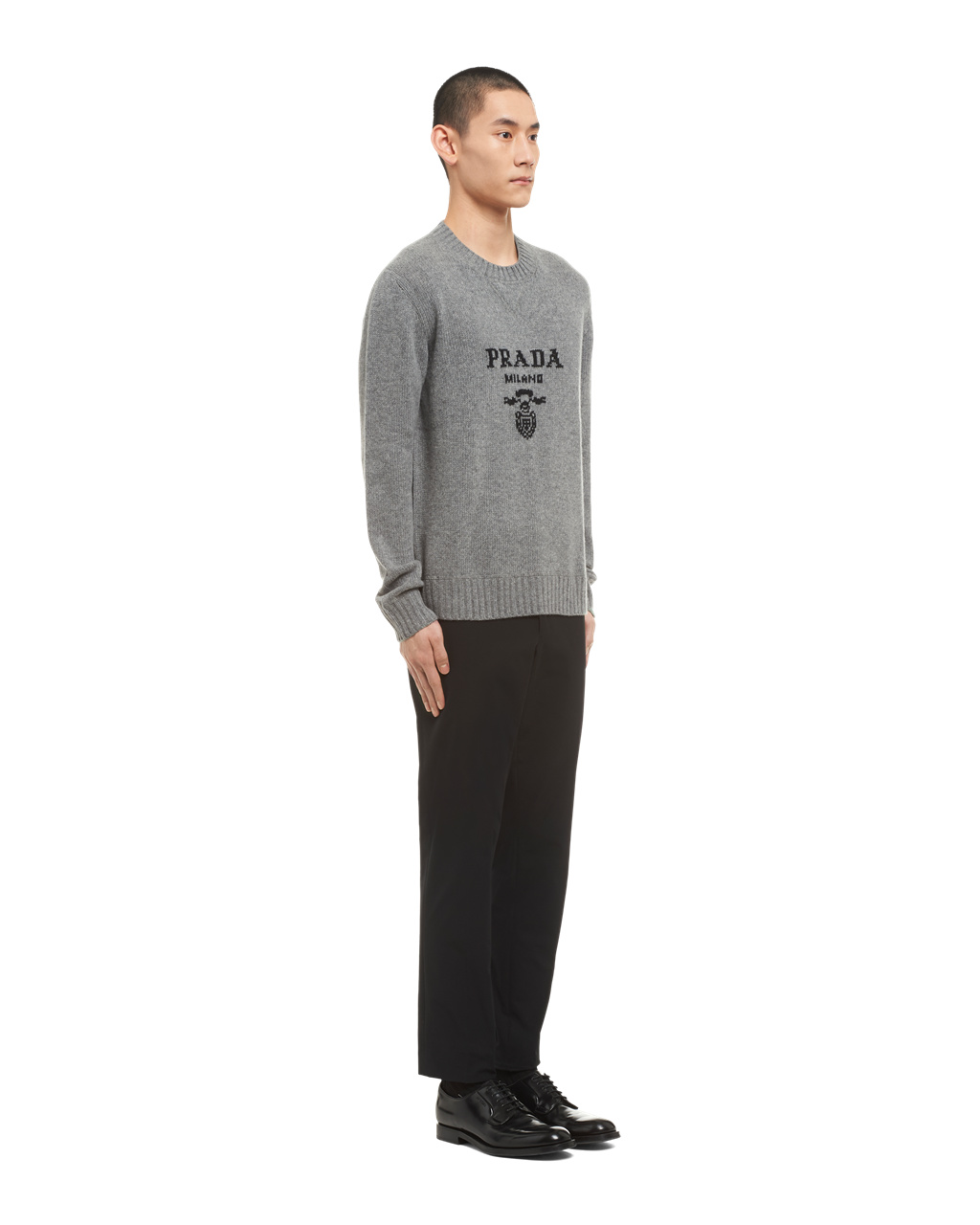 Prada Wool And Cashmere Crew-neck Genser Grå | TQMKCW752